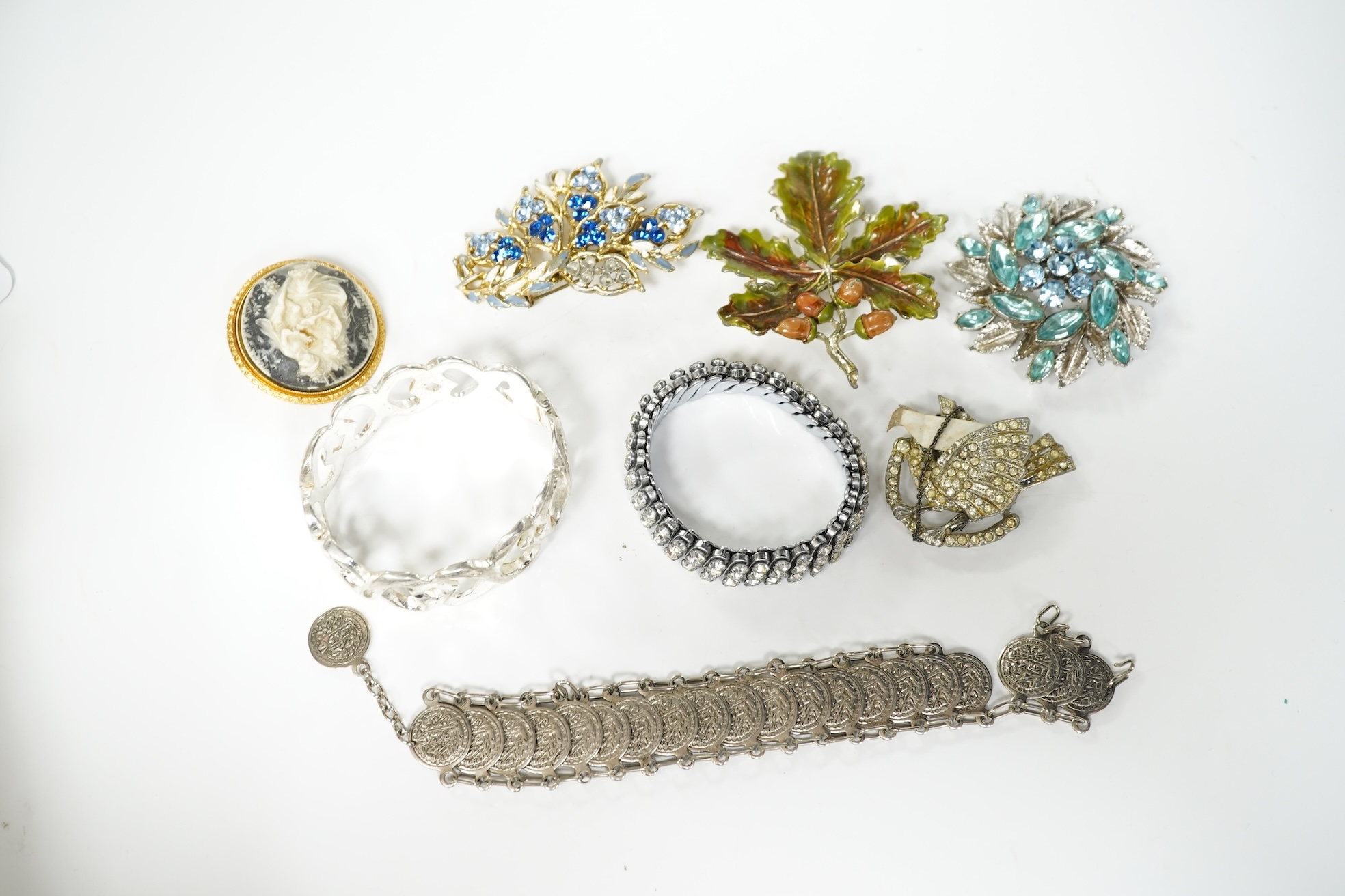 A large quantity of assorted costume jewellery, etc. including six small cut steel buttons.